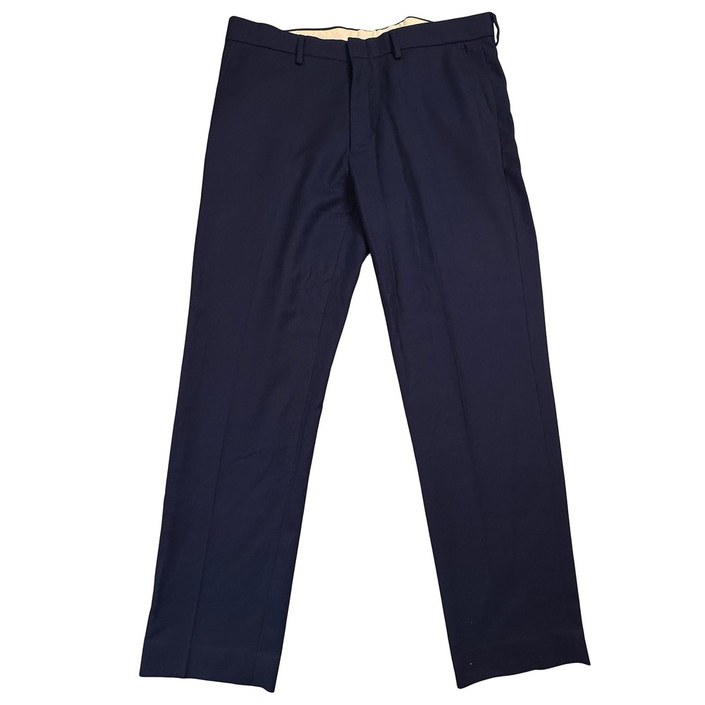 J. Crew Bowery Classic Fit Navy Wool Dress Pants Mens Tag Size W36 L32‎ EUC!